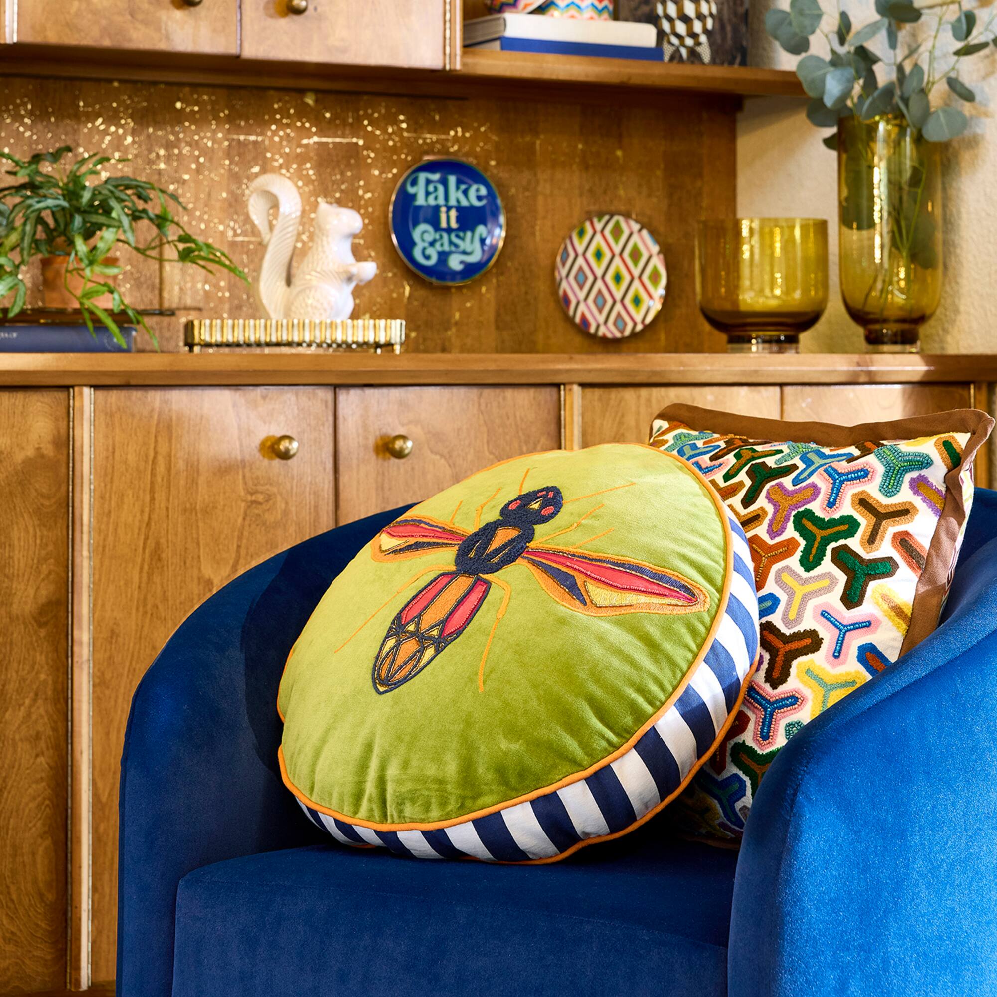 Jonathan Adler x Michaels 18" Round Bee Beaded Pillow